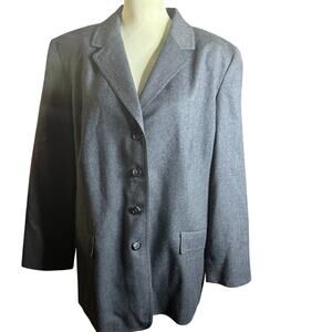 Talbots Italian Fabric Wool Blazer, Charcoal Gray, Women's Plus Size 18W